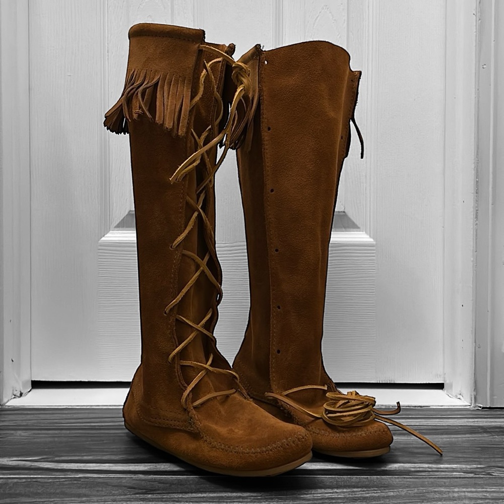 New! Minnetonka® Front Lace Knee High Boot